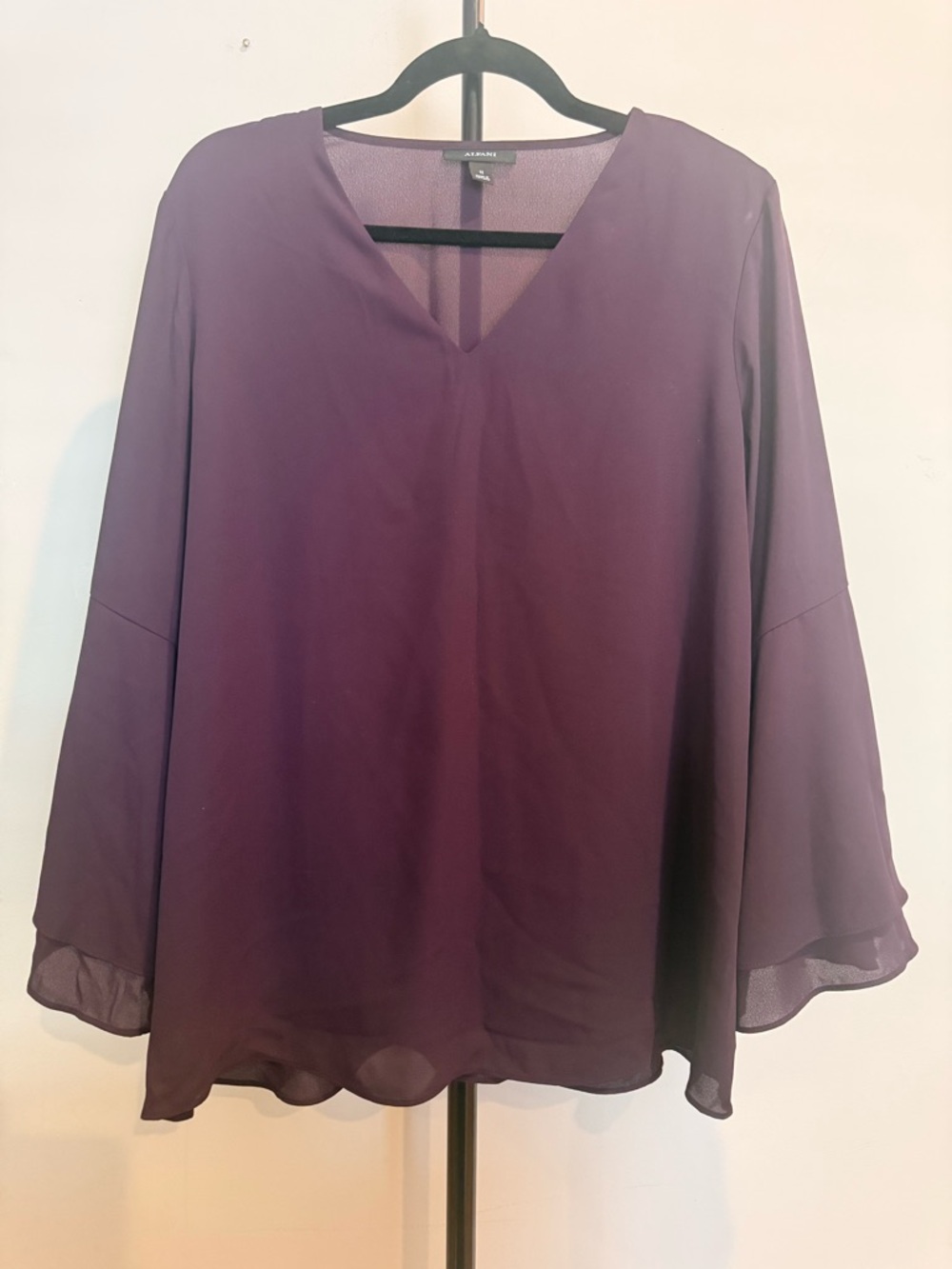 Alfani Plum V-Neck Bell Sleeve Blouse